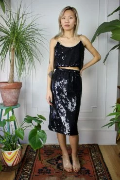 FENG SWAY Black 80s Sequin Crop Two Piece 13 FENG SWAY Black 80s Sequin Crop Two Piece