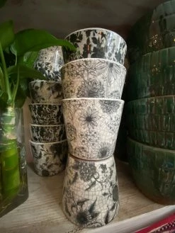 Feng Sway Exclusive Victorian Style Floral Block Print Planter ~ 3 Colors