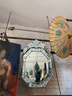 Antique Vintage Venetian Murano Glass Floral Mirror