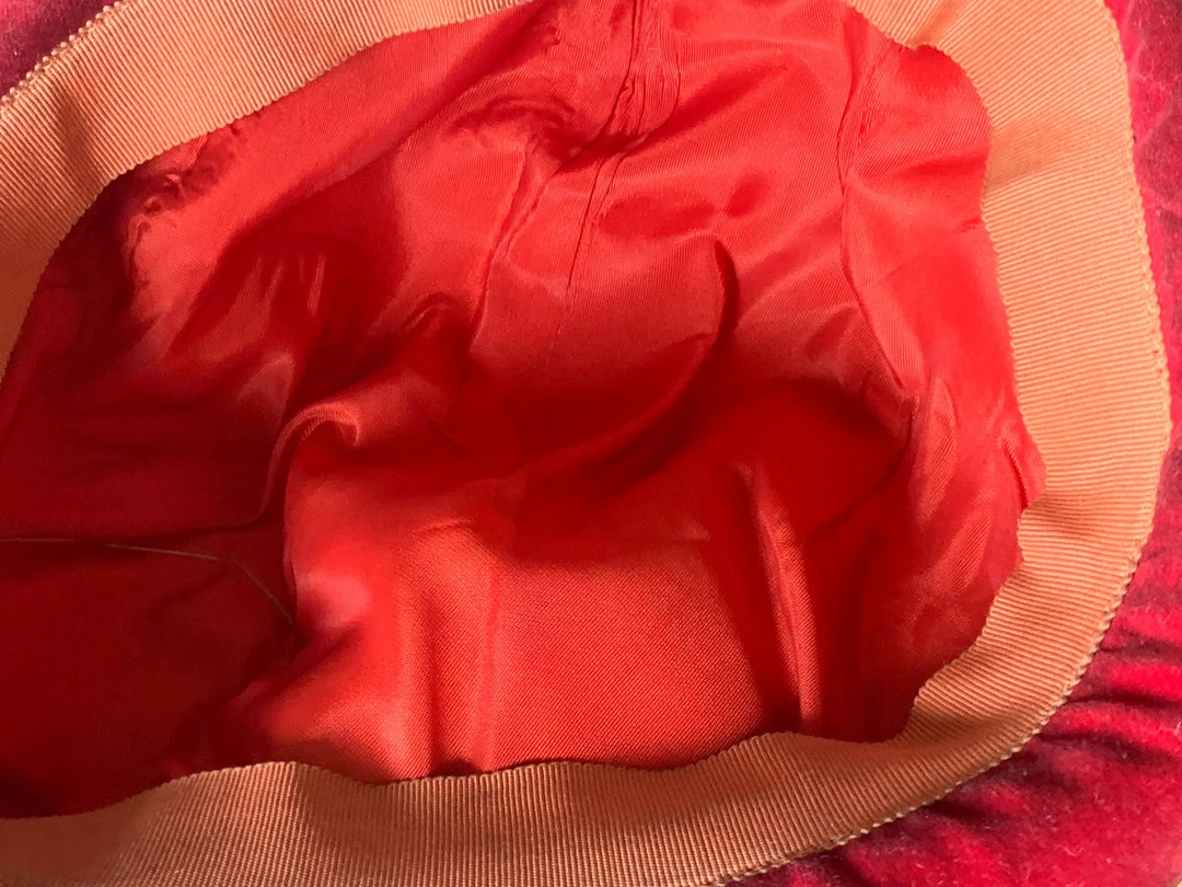 Vintage 1950s Red Velvet Appliqué Fascinator HATS 8 Vintage 1950s Red Velvet Appliqué Fascinator HATS