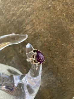 Scalloped Taxco 925 Sterling With Amethyst Set-In Stone~ Joy Heritage Collection