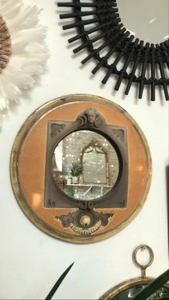 Antique Round Italian Cupid Mirror