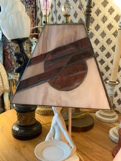 Vintage ALL HOME DECOR + ODDITIES Rare Goddess Lamp With Stained Glass Shade