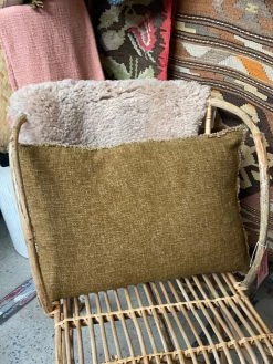 Feng Sway Exclusive ALL HOME DECOR + ODDITIES Brown Burlap Mustard Lumbar Pillow