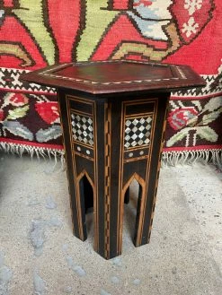 FENG SWAY ALL GARDEN Harlequin Moroccan End Table With Abalone Inlay