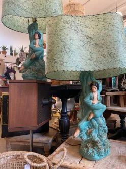 ALL HOME DECOR + ODDITIES MCM Dancing Lady Chalkware Lamps