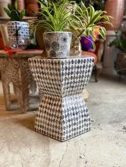 Feng Sway Exclusive ALL HOME DECOR + ODDITIES Harlequin Chic Abalone Inlay End Table