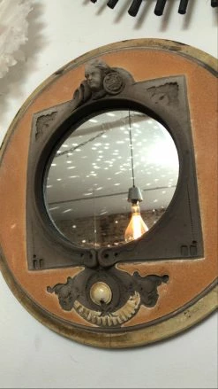 Antique Round Italian Cupid Mirror