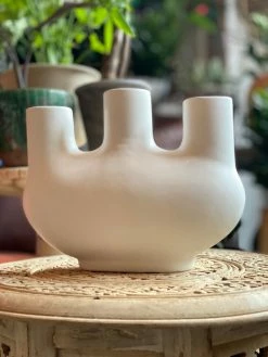 FENG SWAY BUD VASES MCM White 3-Hole Flower Vase