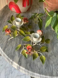 FENG SWAY CANDLES Antique Italian Rose Candle Stick Set