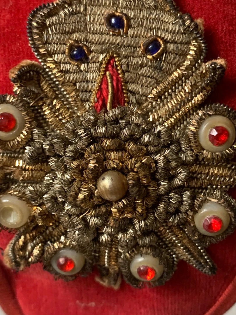 Vintage 1950s Red Velvet Appliqué Fascinator HATS 6 Vintage 1950s Red Velvet Appliqué Fascinator HATS