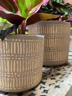 Feng Sway Exclusive Gold Detailed Stoneware Planter