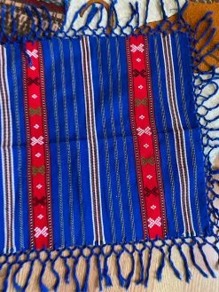 Vintage Frank’s Moms Cobalt Fringe Table Tapestry