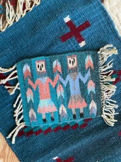 ALL HOME DECOR + ODDITIES Vintage Woven Wool Figural Table Rugs