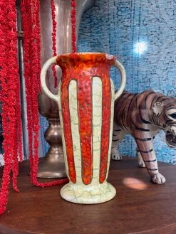 Vintage Striped Crackle Vase BUD VASES