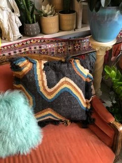 Feng Sway Exclusive Black Rainbow Fringe Pillow