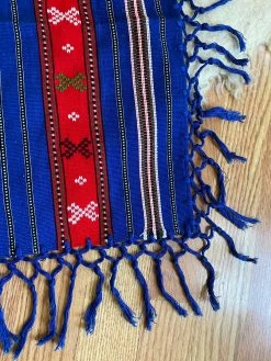 Vintage Frank’s Moms Cobalt Fringe Table Tapestry