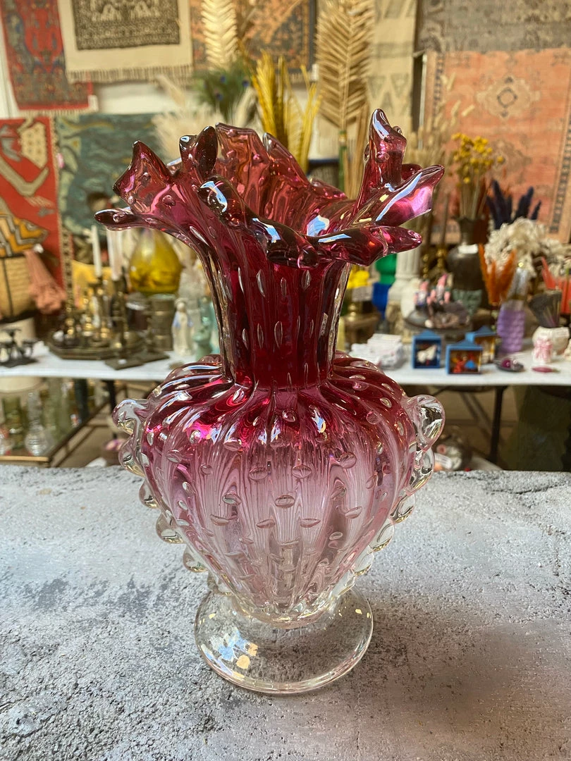 Antique Exploding Strawberry MCM Vase ALL RITUAL 4 Antique Exploding Strawberry MCM Vase ALL RITUAL