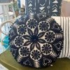 FENG SWAY Black Round Embroidery Pillow