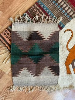 Vintage Mexican Woven Wool Table Rug