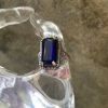 JOY HERITAGE COLLECTION Antique Deco Sterling Filigree Ring With Manmade Sapphire THE JOY HERITAGE COLLECTION