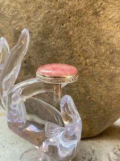 Powerful 925 Sterling Balinese Ring With Rhodonite Crystal~ Joy Heritage Collection