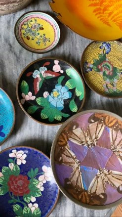 Vintage ALL ALTAR DECOR Mini Floral Cloisonné Enamel Dish