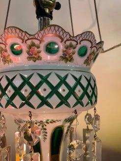 FENG SWAY Ceramic Rose Lamp With Crystal Drops 9 FENG SWAY Ceramic Rose Lamp With Crystal Drops