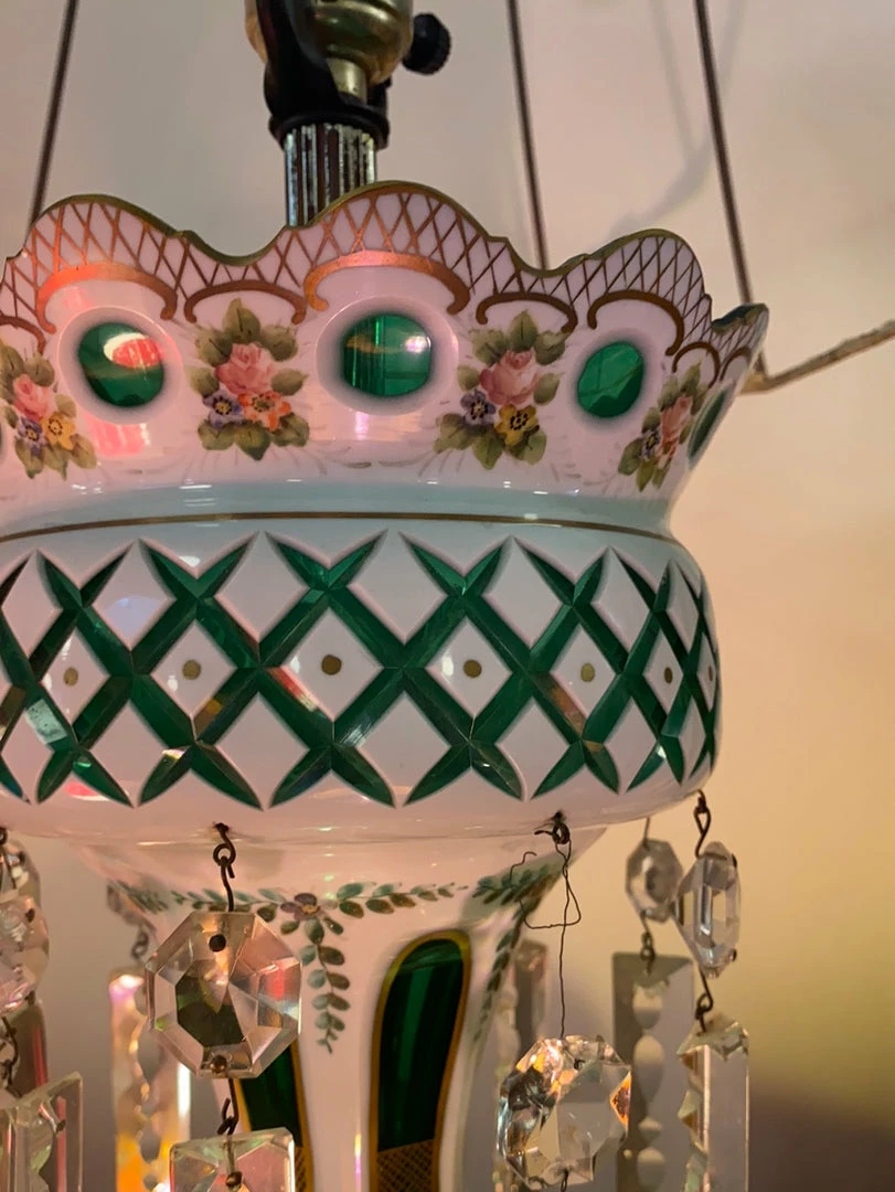 FENG SWAY Ceramic Rose Lamp With Crystal Drops 6 FENG SWAY Ceramic Rose Lamp With Crystal Drops