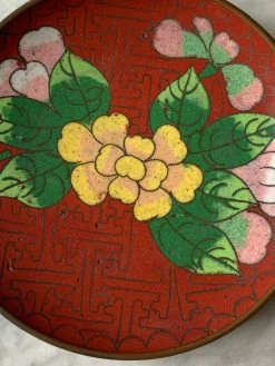 Vintage Rose Cloisonné Floral Enamel Dish ALL ALTAR DECOR