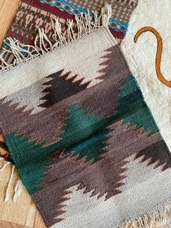 Vintage Mexican Woven Wool Table Rug