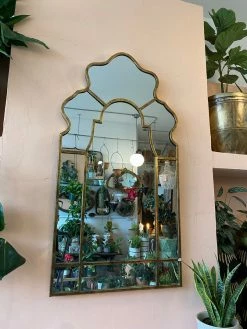 Feng Sway Exclusive ALL HOME DECOR + ODDITIES Gold Arched Garden Window Mirror