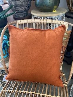 Feng Sway Exclusive Rust Linen Blend Pillow ALL HOME DECOR + ODDITIES
