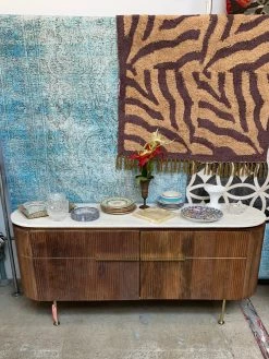 Feng Sway MCM Wood Console W/ Marble Top ALL HOME DECOR + ODDITIES