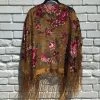 Feng Sway Exclusive LOUNGE WEAR Rust Floral Burnout Velvet Robe