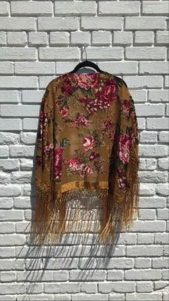Feng Sway Exclusive LOUNGE WEAR Rust Floral Burnout Velvet Robe