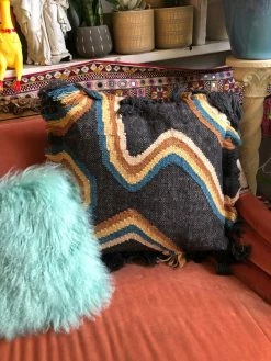 Feng Sway Exclusive Black Rainbow Fringe Pillow