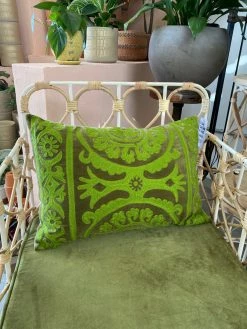 FENG SWAY Chartreuse Velvet Lumbar Pillow