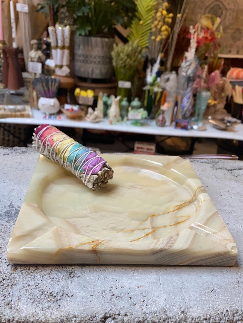 Vintage Marble Ashtray Lemon Calcite 3 Vintage Marble Ashtray Lemon Calcite