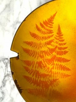 Vintage MCM Sunset Fern Enamel Dish ALL ALTAR DECOR