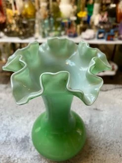 Antique ALL RITUAL Emerald Lettuce Italian Vase