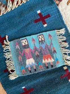 ALL HOME DECOR + ODDITIES Vintage Woven Wool Figural Table Rugs