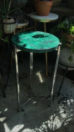 ALL HOME DECOR + ODDITIES Vintage Malachite Top End Table
