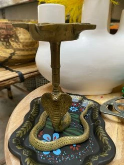 Vintage ALL RITUAL Antique Cobra Brass Candle Holder