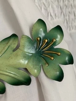 Vintage 20s Italian Fern Enamel Curtain Tie Backs