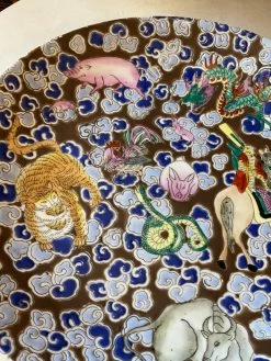 Vintage Hand Painted Cloissone Chinese Zodiac Plate