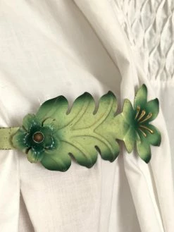 Vintage 20s Italian Fern Enamel Curtain Tie Backs