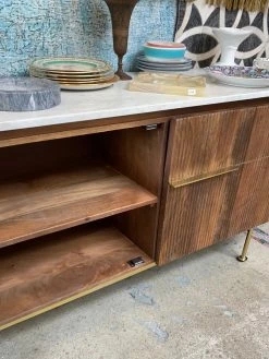 Feng Sway MCM Wood Console W/ Marble Top ALL HOME DECOR + ODDITIES