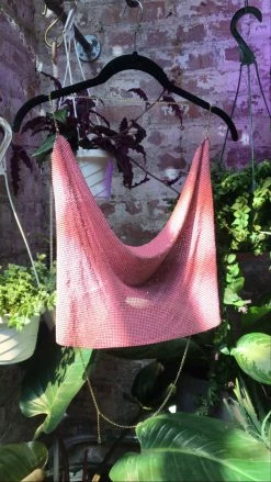 Feng Sway Exclusive Pink Metal Mesh Disco Crop TOPS