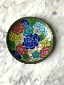 Vintage Rainforest Cloisonné Floral Enamel Dish ALL ALTAR DECOR